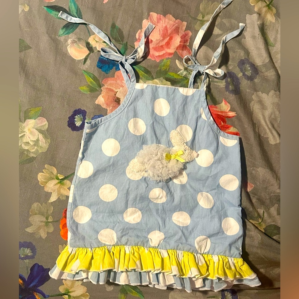 Mud Pie Polka Dot Girls Bunny Easter Dress size 2T-3T Sooo Cute